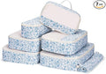 Narwey 7 Set Floral Packing Cubes for Travel Carry on Suitcase Luggage Organizer Bags for Kids Women Men, Durable Packing Organizers Bag, Travel Essentials Accessories (Blue Flower)
