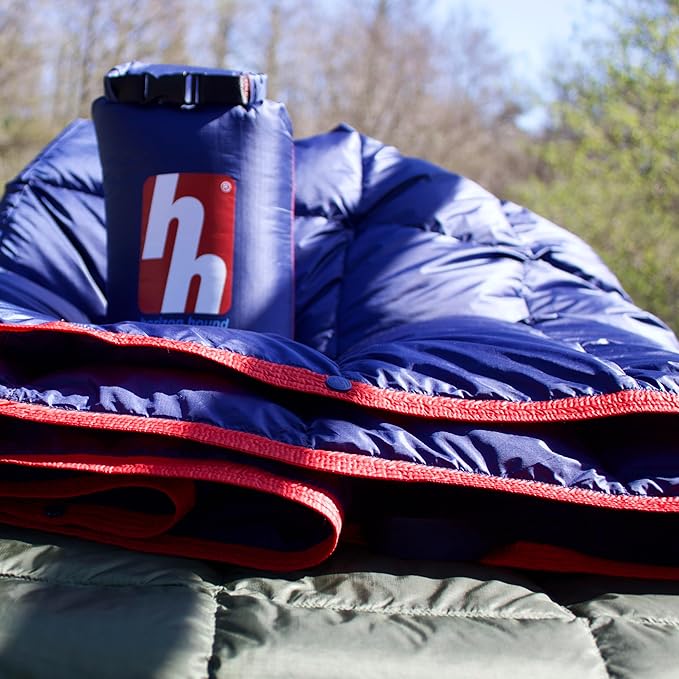 Horizon Hound Down Camping Blanket 650 Fill Power - Ultralight Backpacking Quilt (1lb 6oz) Warm & Water-Resistant 20D Nylon Shell for Outdoors, Camping, Hiking, Travel, & Stadium - Packable
