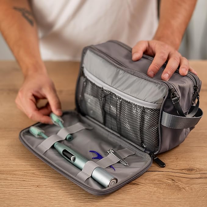 Carrywell (Not Made In China) Toiletry Bag For Men, Shaving Kit, Travel Organizer Dopp Kit, Interior Compartments and Pockets For Toiletries and Accessories, Grey