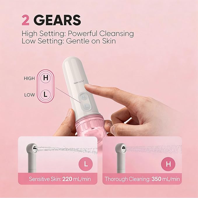 Portable Electric Bidet Sprayer - Handheld Travel Bidet with 2 Pressure Modes - Waterproof Foldable Pocket-Sized & Cordless for Bathroom Ultimate Personal Hygiene Cleaning at Home and Camping - Pink