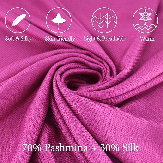 Soft Silky Pashmina Shawl Wraps Solid Colors Scarf for Wedding Evening Dresses