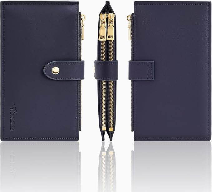 Travelambo Leather Wallets for Women Slim RFID Blocking Bifold Credit Card Holder Wallet