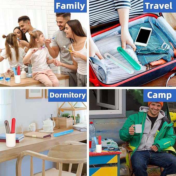 6 Pack Travel Toothbrush Case Breathable Portable Toothbrush Holder Plastic Toothbrush Cover Container for Couples Valentine Gifts, Traveling, Bathroom, School, Home, Business, Camping