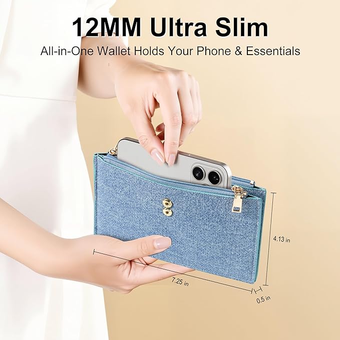 Travelambo Leather Wallets for Women Slim RFID Blocking Bifold Credit Card Holder Wallet