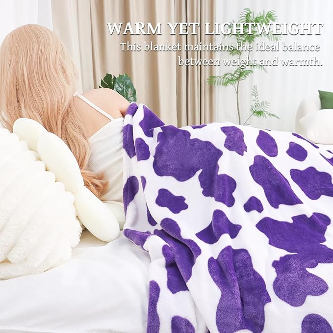 Soft Purple Blanket Fuzzy Cute Kids Throw Blankets Plush Lightweight Girls Fleece Blanket for Couch Sofa