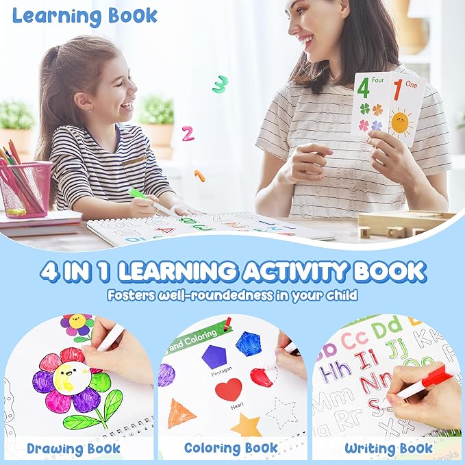 Busy Book for Toddlers 3-5, Preschool Learning Activities, Montessori Learning Educational Toys, Tracing Activity Coloring Books for Kids Ages 4-8, Autism Sensory Travel Toys, Birthday Gifts