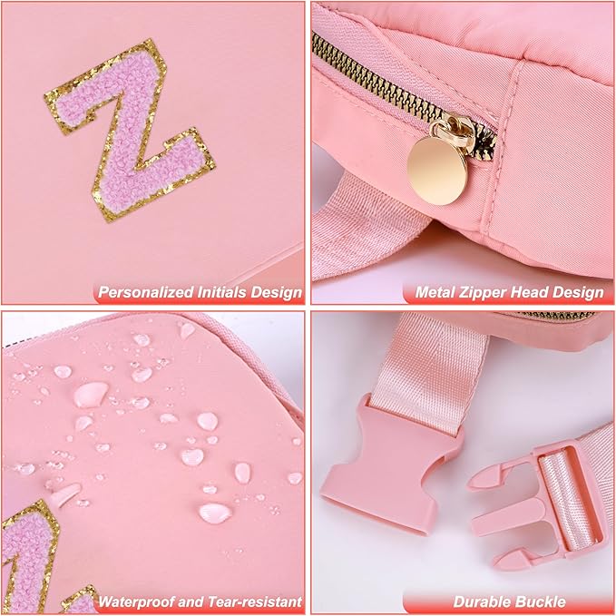 Uygafly Personalized Belt Bag for Women Girls - Fashion Mini Waist Packs with Adjustable Strap - Trendy Travel Fanny Pack Crossbody Bags with Initial Letter - Teen Gifts | Peach,Z