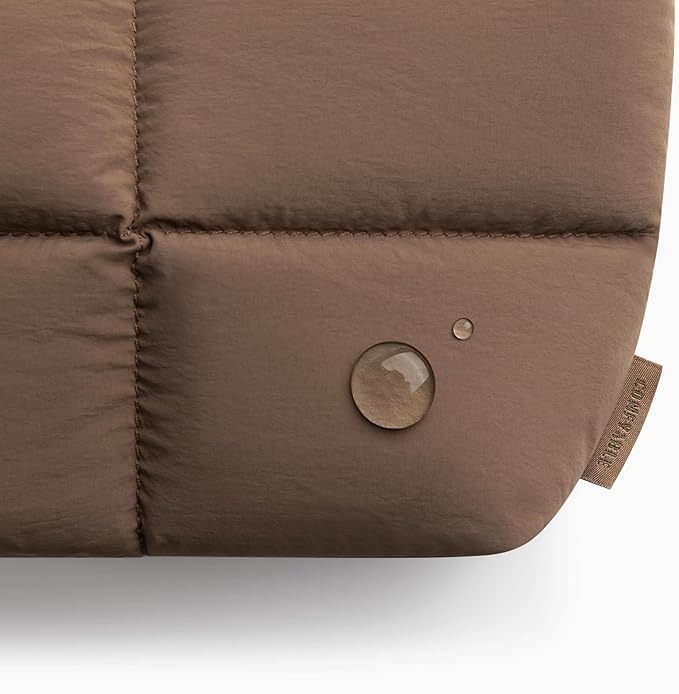Comfyable Puffy Electronics Organizer Travel Case, Cute Tech Pouch for Women Men, Cable Storage Bag for Charger, Phone, Power Bank, Cord, Compact Tech Accessories Pouch, Mocha Brown