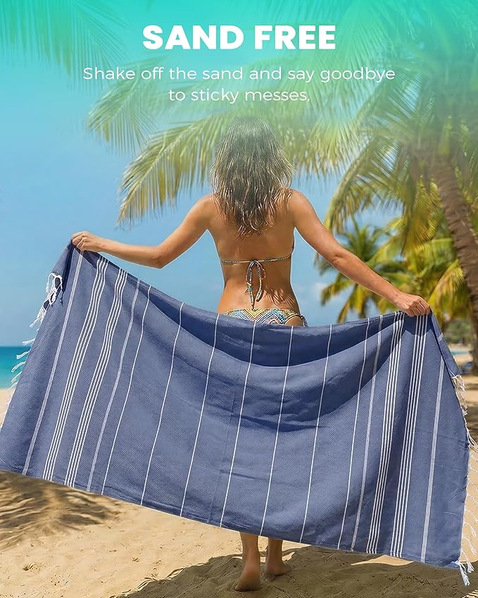 Antfuny 6 Packs Turkish Beach Towels Yoga Blanket Gym Workout Towel Mens Birthday Gift Ideas for Father Day Dad Husband Brother Uncle Son Daughter Boyfriend Male Boss Grandpa Him Appreciation Navy
