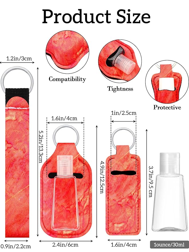 Geiserailie 40 Pcs Hand Sanitizer Keychain Holder Set Travel Bottle Holder Lipstick Case Wristlet Keychain for Women(Chic)