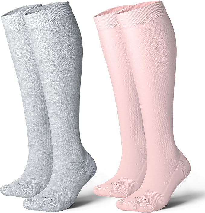 LEVSOX Cotton Compression Socks for Women&Men 20-30mmHg Knee High Cute Support Sock for Nurses Pregnancy Travel