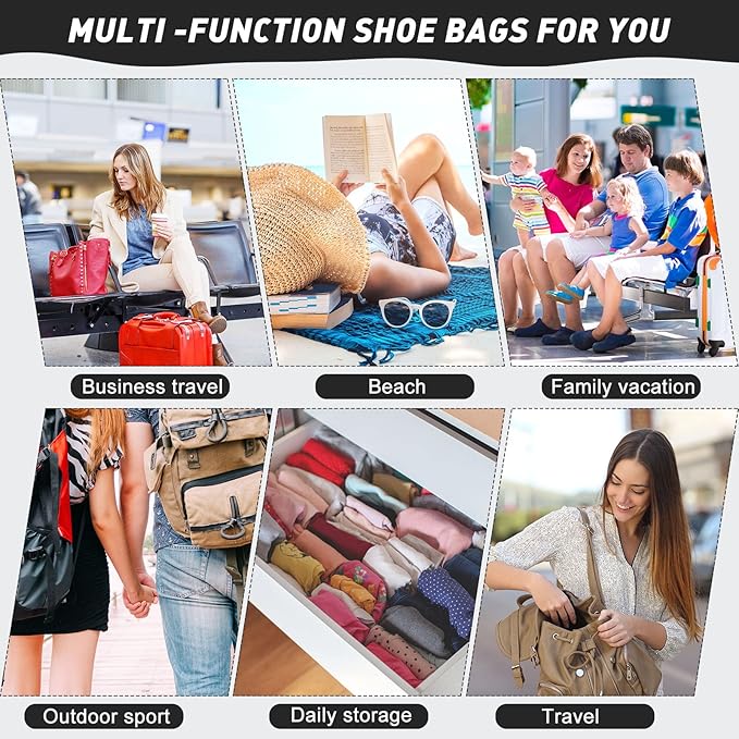 Wesiti 12 Pcs 8 x 18 Inch Shoe Bags for Travel Flannel Fabric Shoe Dust Bag with Drawstring Flannel Pouch Washable Breathable Covers Protecting Storing Boots Travel Luggage