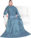 PAVILIA Blanket with Sleeves for Adult Women Men, Soft Warm Wearable Blanket Fleece Wrap Throw, Robe Blanket Gift