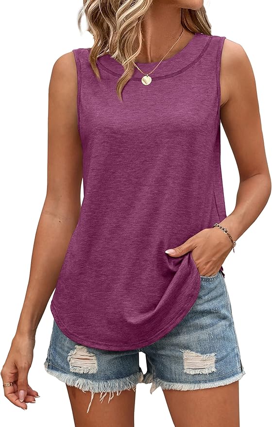 WIHOLL Tank Tops for Women Summer Outfits 2026 Crewneck Spring Casual Sleeveless Shirts Blouses Clothing