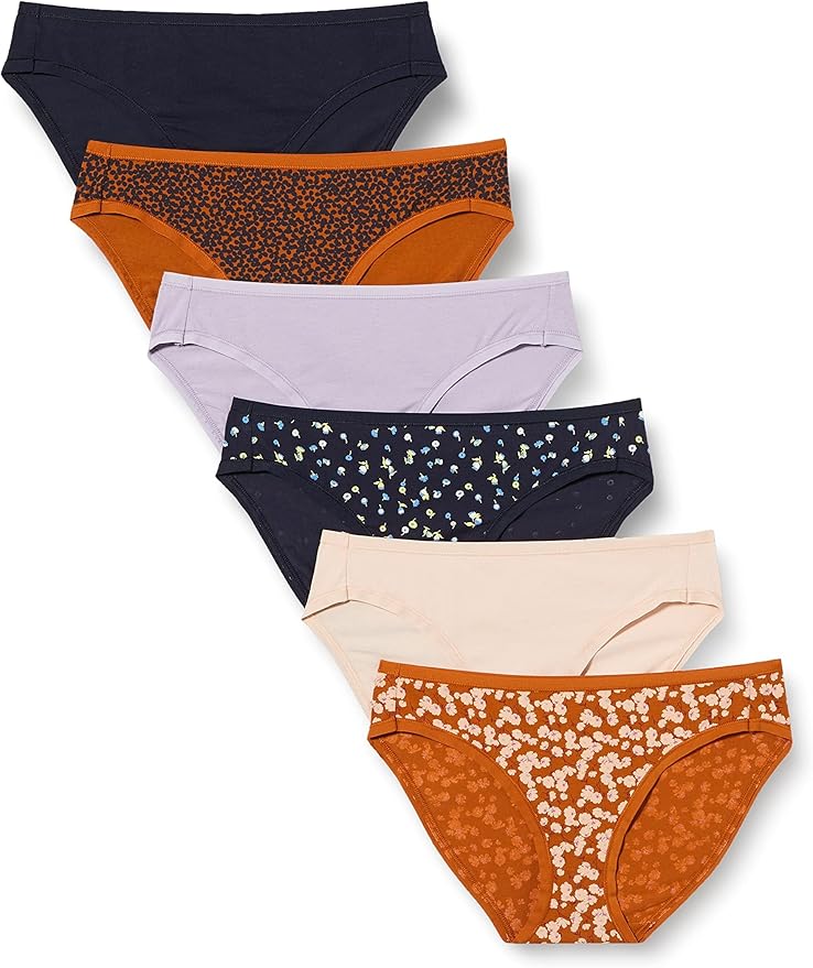 Amazon Essentials Women's Breathable Cotton Bikini Brief Underwear with Full Coverage, Multipacks