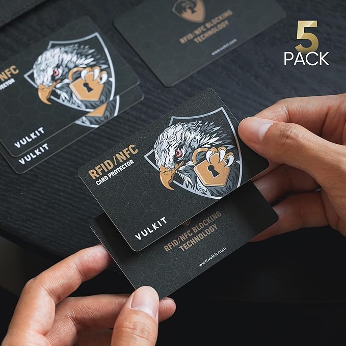 VULKIT 5 Pack RFID Blocking Cards, RFID/NFC Protectors NFC Contactless Protection Wallet Shield Travel Essentials