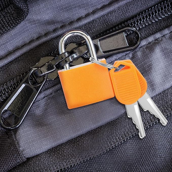 Pimoys 6 Pcs Multicolor Small Luggage Locks with Keys, Mini Locker Lock, Metal Suitcase Locks, Plastic-Covered Copper Keyed Padlock for Locker, Suitcase, Boxes