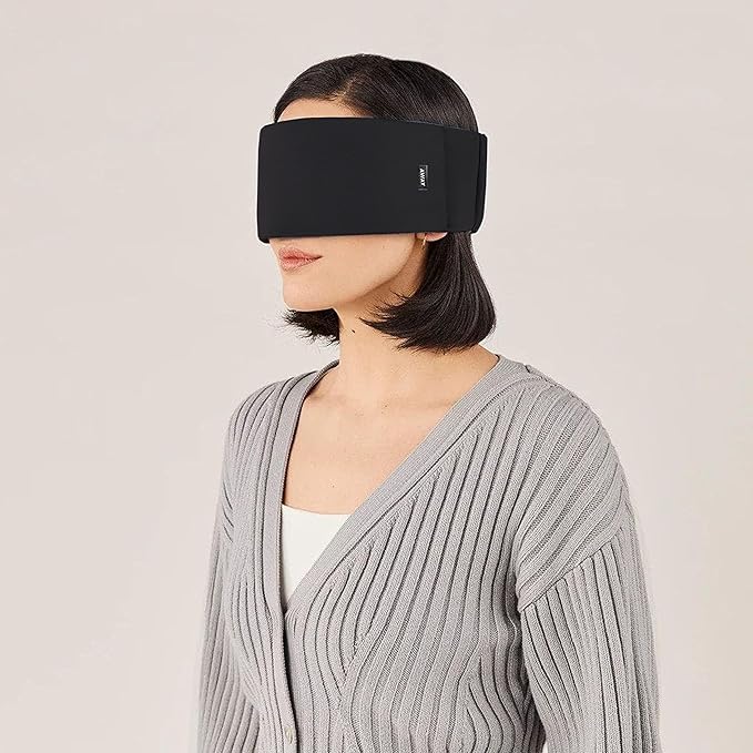 Away Sleep Mask - Premium Thermoregulating Eye Mask for Sleeping & Travel,100% Blackout, Soft, Contoured, Packable, Hidden Earplug Pocket, Jet Black
