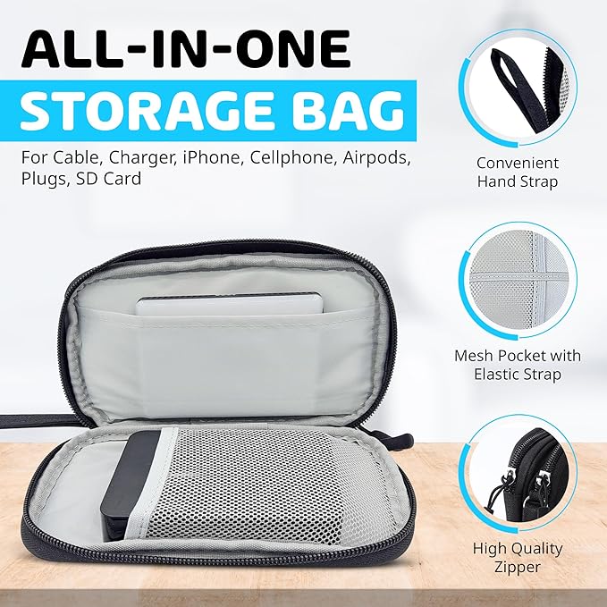 GottaHaveit | Travel Electronic organizer – For Cable, Charger, and Cord, Tech Organizer (Black)