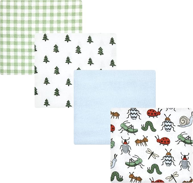 Hudson Baby Unisex Baby Cotton Flannel Receiving Blankets, Bugs, One Size
