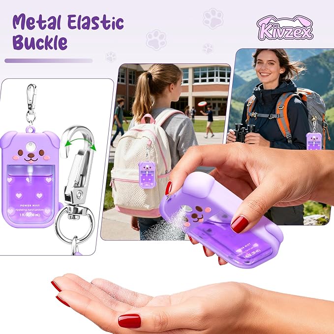 Dog Silicone Case for Touchland Hand Sanitizer Spray with Keychain, Compatible with Power Mist & Glow Mist 1 FL Oz/30ML for Touchland Case, Cute Travel Cover Sleeve
