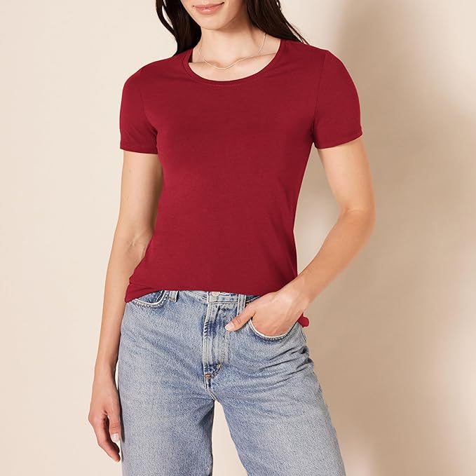 Amazon Essentials Women's Regular-Fit Short-Sleeve T-Shirt (Crewneck and V-Neck Options), Multipacks
