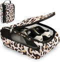 Golf Shoe Bag, Outdoor Zipper Sports Shoe Strap Bag with Air Mesh Ventilation, Durable Waterproof Golf Shoe Carry Bags with Sturdy Handle for Gym, Soccer, Running & Suitcase Packing (Leopard Print)