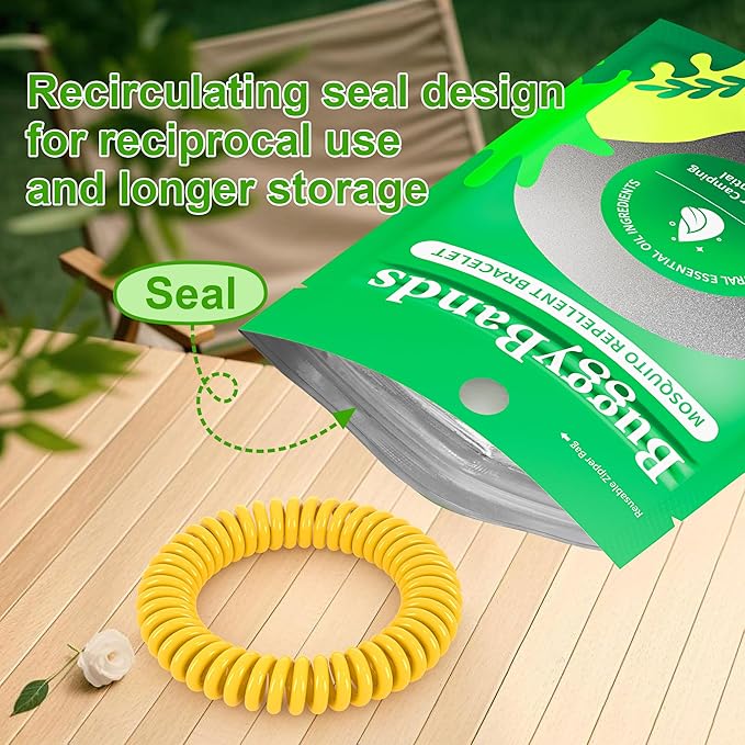 BuggyBands 12 Pack Mosquito Repellent Bracelets for Adults & Kids, Individually Wrapped, DEET Free, Natural and Waterproof Band