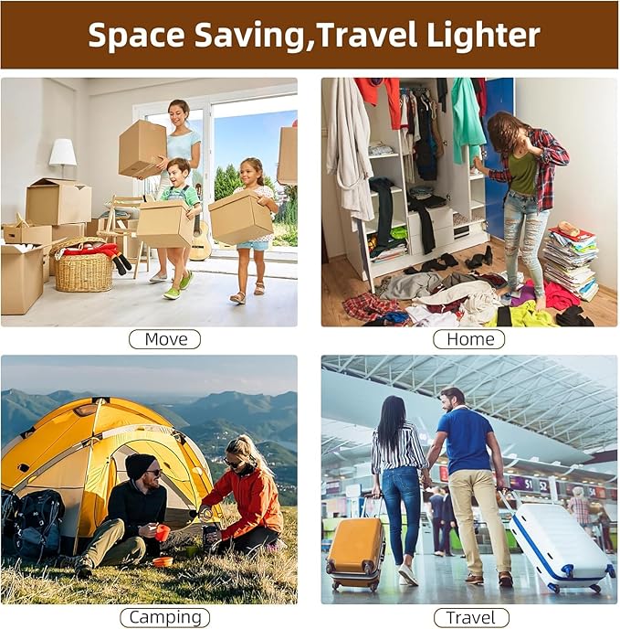 12 Pack Vacuum Bags for Travel with Rechargeable Air Pump & LED Light,Vacuum Travel Bags,Vacuum Storage Bags(4L+4M+4S),80% Space Saver Vacuum Seal Bags for Blankets,Comforters,Luggage