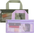 InnoHHustle 2 PCS Toothbrush Pouch, Mini Travel Toiletry Bags Portable Mesh Zipper Makeup Bag Travel Toothbrush Bag Square Mesh Storage Bags with Zipper for Men and Women (Green, Purple)