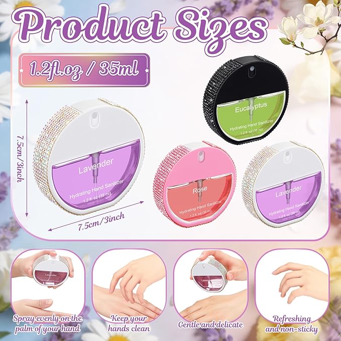 3 Pcs Powerful Mist Hydrating Hand Sanitizer Spray Bulk Travel Size Hand Sanitizer Spray Pocket Bottle for Daily Use Holiday Gifts(Classic,Black White Pink)