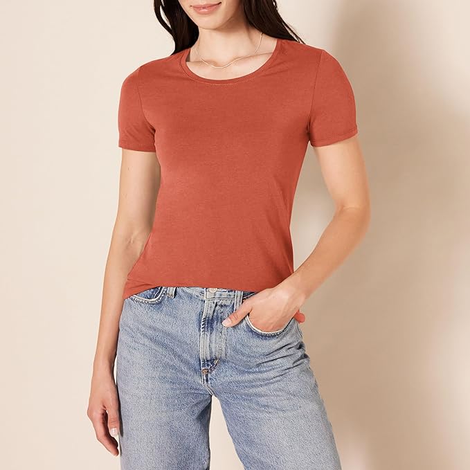 Amazon Essentials Women's Regular-Fit Short-Sleeve T-Shirt (Crewneck and V-Neck Options), Multipacks