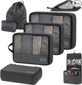 8-Piece Compression Packing Cubes for Travel, Ultralight Luggage Organizer Set with Double Zipper, Space Saving for Suitcase & Carry-On, Ideal for Business Trip Weekend Getaway - Gray