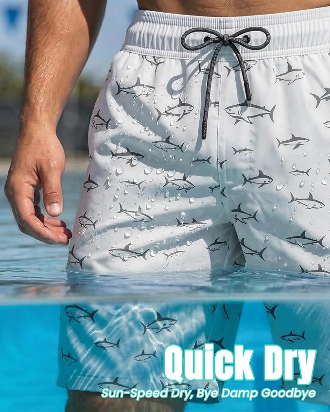 7 Inch Men Swim Trunks with Compression Breathable Liner Quick Dry Zipper Pockets for Pool Board Beach Cruise