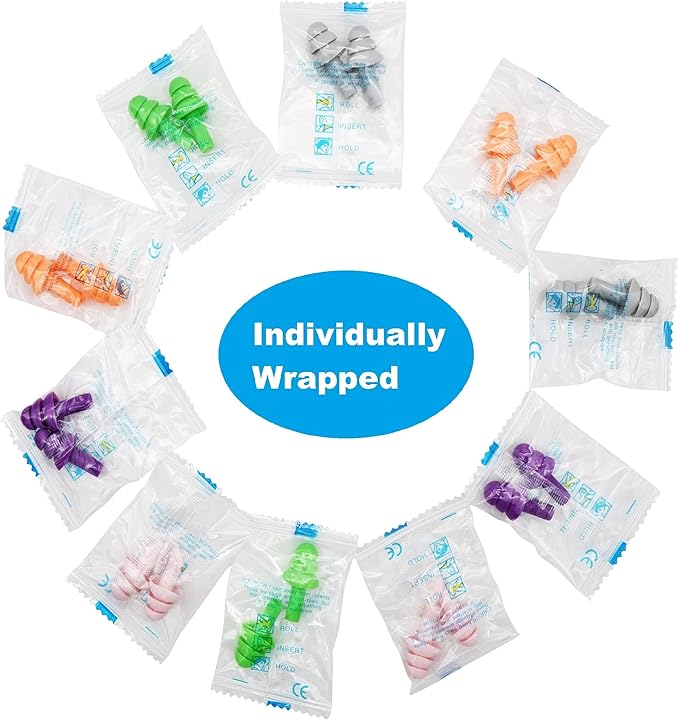 100 Pair Silicone Reusable Ear Plugs for Swimming, Sleeping, Concerts & Music - Bulk Pack of Swimmers Ear Plugs for Adults - Noise Reduction up to 25dB Swimming Earplugs for Men Women Ear Protection