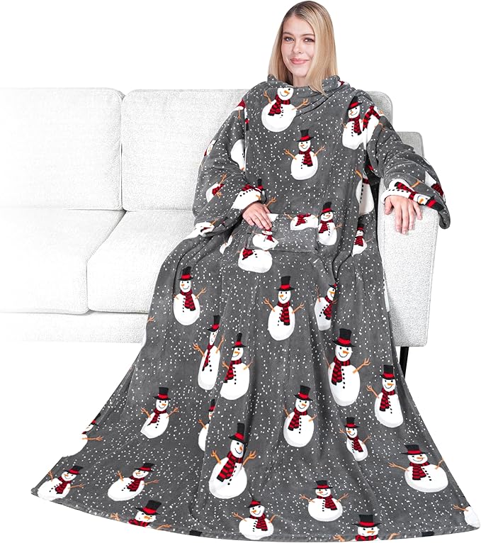 PAVILIA Wearable Blanket with Sleeves for Adult Women Men, Cozy Fleece Warm Wrap Throw with Arms, Gifts for Christmas, Wife