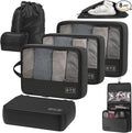 8-Piece Compression Packing Cubes for Travel, Ultralight Sleek Luggage Organizer Set for Business Trips & Frequent Travelers, Space Saving for Carry-On & Suitcase - Black