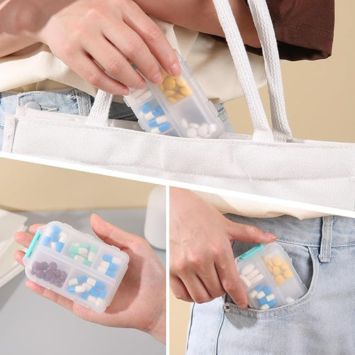 1Pack Travel Pill Organizer - 10 Compartments Pill Case, Compact and Portable Pill Box, Perfect for On-The-Go Storage, Pill Holder for Purse White