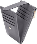 Chelmon Womens Wallet Slim RFID Blocking Bifold Multi Card Case Wallet with Zipper Pocket (Light Grey Smooth)