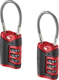 Lewis N. Clark TSA-Approved Combination Luggage Lock With Steel Cable (2-Pack), Red, One Size