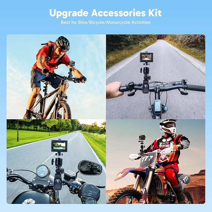 AKASO Brave 4 Action Camera with 128GB MicroSDXC U3 Card 4K30FPS 20MP Ultra HD 131FT Waterproof Underwater Camera EIS WiFi Remote Control 5X Zoom Sport Camera with Motorcycle Bicycle Accessories Kit