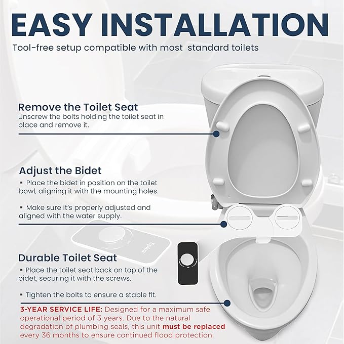 Epica Bidet for Toilet Seat – Warm Water, Adjustable Pressure & Temperature Control, Handheld Sprayer, Easy Installation, Portable Eco-Friendly Bidet for Men & Women, Toilet Hygiene Solution