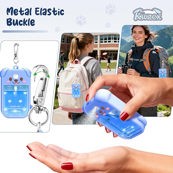 Dog Silicone Case for Touchland Hand Sanitizer Spray with Keychain, Compatible with Power Mist & Glow Mist 1 FL Oz/30ML for Touchland Case, Cute Travel Cover Sleeve