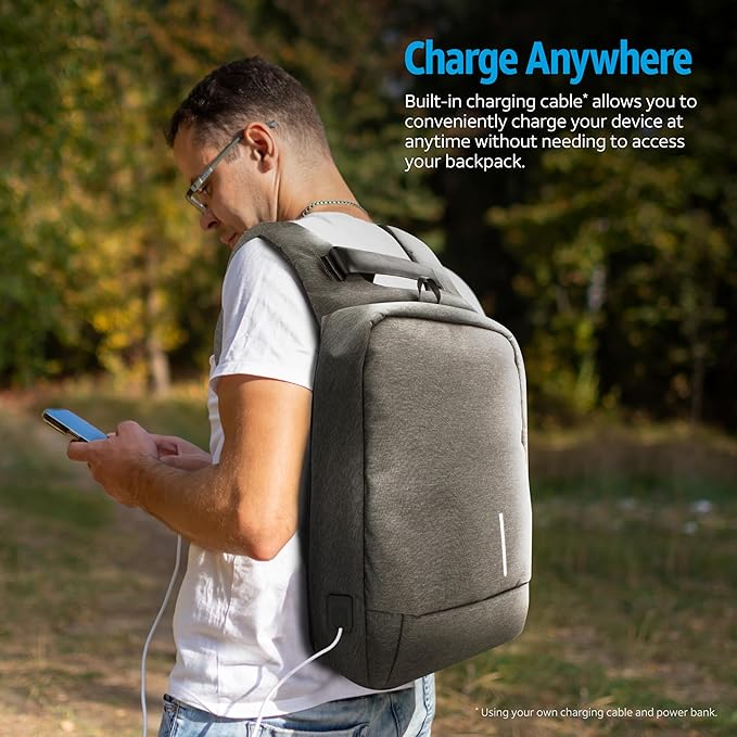 AT&T Essentials 17" Laptop Backpack - School/College Bag with USB Port, TSA Lock, Anti-Theft & Waterproof