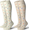 LEVSOX Cotton Compression Socks for Women&Men 20-30mmHg Knee High Cute Support Sock for Nurses Pregnancy Travel