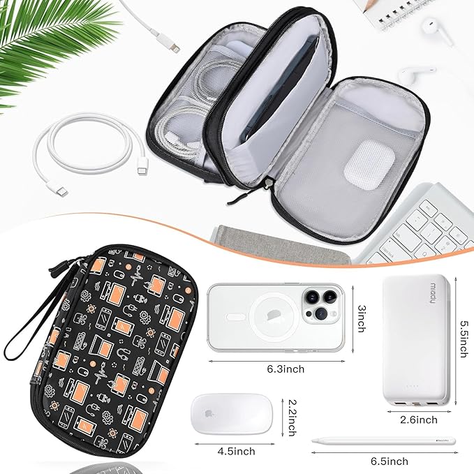 COSHAYSOO Electronics Travel Organizer Tech Bag Charging Cords Case USB Cable Phone Charger Accessory Car Pouch, Practical Trip Gifts for Women Beach Vacation Airplane Cruise Traveling Essentials