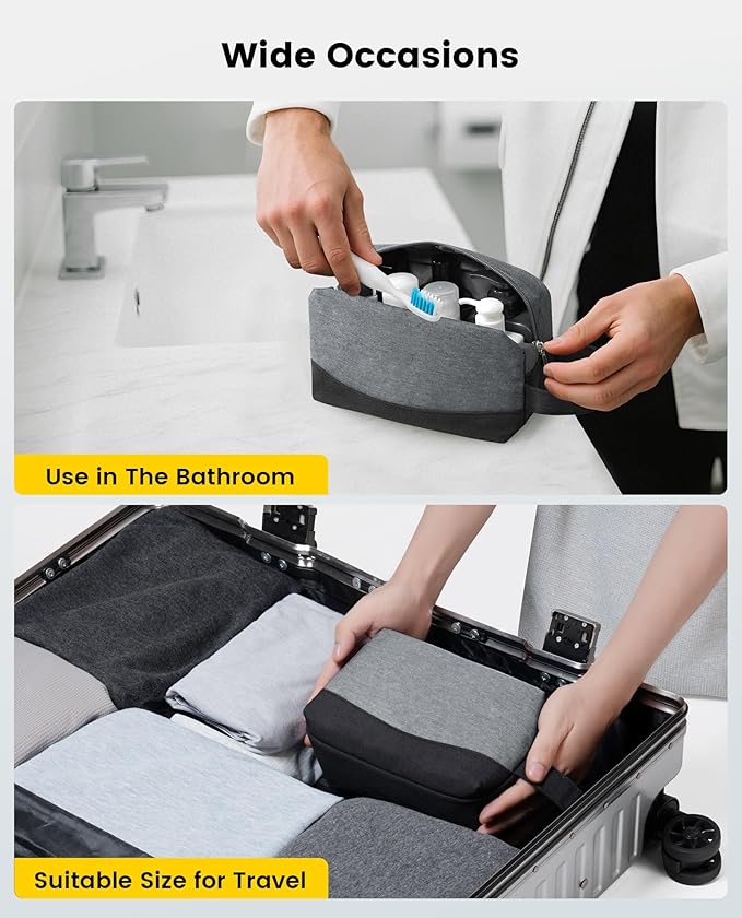 Vorspack Travel Toiletry Bag - Water Resistant Toiletry Bag for Men Small Travel Bag for Toiletries, Accessories - Black