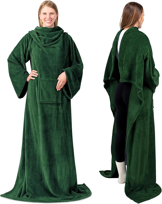 PAVILIA Wearable Blanket with Sleeves for Adult Women Men, Cozy Fleece Warm Wrap Throw with Arms, Gifts for Christmas, Wife