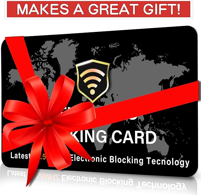 SaiTech IT 5 Pack RFID Blocking Card, Slim Protector for Entire Wallet, Purse, and Debit Credit Cards from NFC Contactless Theft for Men & Women - World Map Black