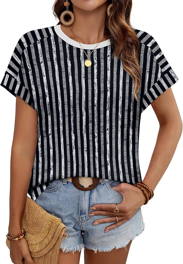 WIHOLL Womens Tops Short Sleeve Shirts Summer Outfits 2026 Spring Dressy Casual Clothes Clothing